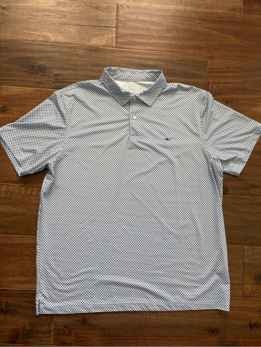 Vineyard Vines White and Blue Whale-Print Polo